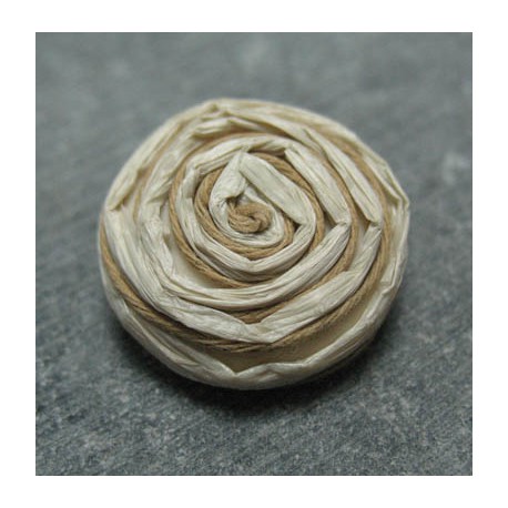 Bouton rafia écru beige 23 mm b34