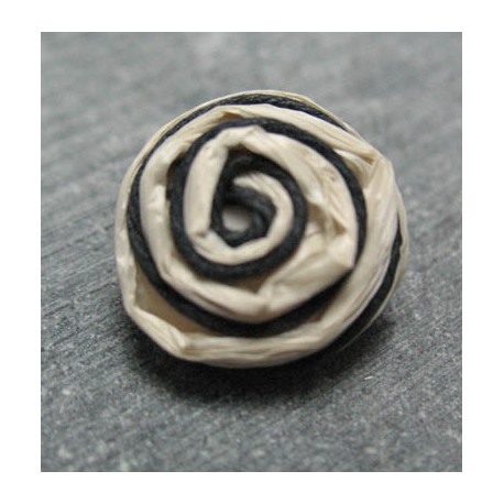 Bouton rafia écru noir 18mm