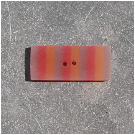 Bouton rectangle berlingot rouge orange 35 mm b37b