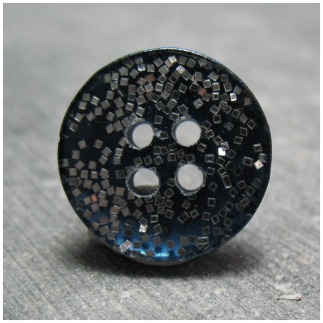 Bouton bleu raf paillette argent 18mm