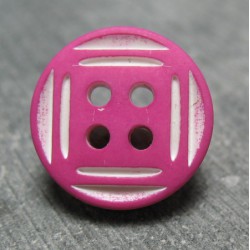 Bouton fuschia trait blanc 15 mm b71