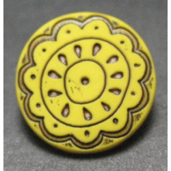 Bouton fleur arabesque jaune 15 mm b59