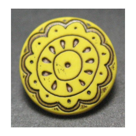 Bouton fleur arabesque jaune 15mm