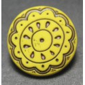 Bouton fleur arabesque jaune 15 mm b59