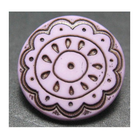 Bouton fleur arabesque vieux rose 15mm