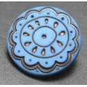 Bouton fleur arabesque bleu 15 mm b59