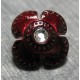 Bouton fleur rubis strass 14mm