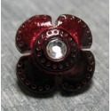 Bouton fleur rubis strass 14mm