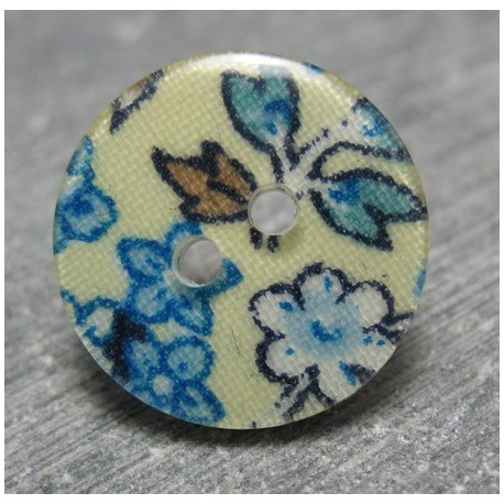 Bouton fleur bleu sublimation 19 mm b26