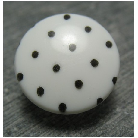 Bouton blanc pois noir 15mm 