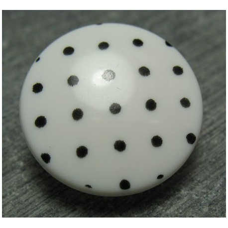 Bouton blanc pois noir 20 mm b68