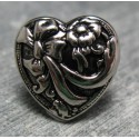 Bouton coeur vieil argent 15 mm b71