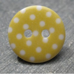 Bouton pois2  jaune blanc 15mm