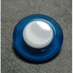 Bouton bleu translucide blanc  28 mm b57