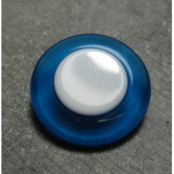 Bouton bleu translucide blanc 28mm 