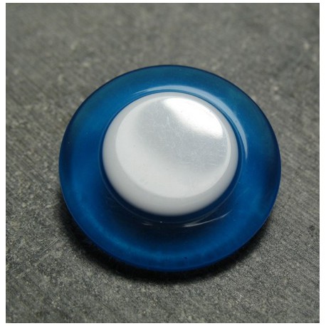 Bouton bleu translucide blanc  28 mm b57