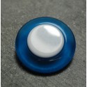 Bouton bleu translucide blanc  28 mm b57