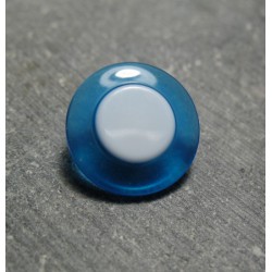 Bouton bleu translucide blanc 18mm