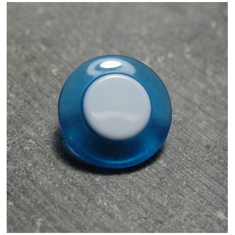 Bouton bleu translucide blanc 18 mm b57