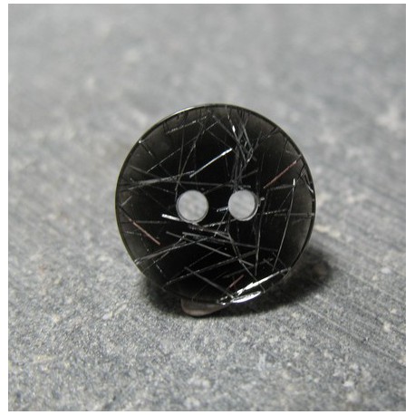 Bouton noir fibre argent 13mm
