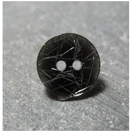 Bouton noir fibre argent 13 mm b70