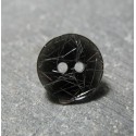 Bouton noir fibre argent 13 mm b70