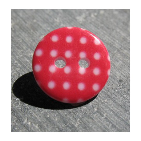 Bouton pois3  rouge blanc 15 mm b70