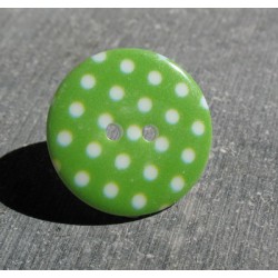 Bouton pois5 vert blanc 15mm