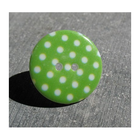 Bouton pois5 vert blanc 15mm