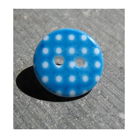 Bouton pois8  bleu blanc 15 mm b70