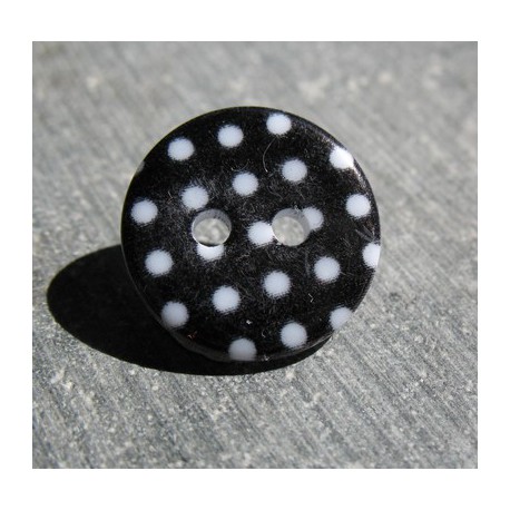 Bouton pois10  noir blanc 15 mm b70