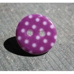 Bouton pois12 violet blanc 15mm