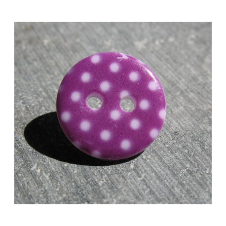 Bouton pois12 violet blanc 15mm