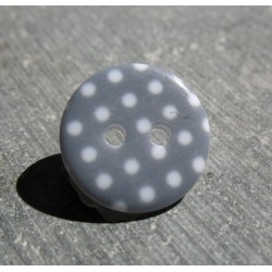 Bouton pois13 gris blanc 15 mm b70