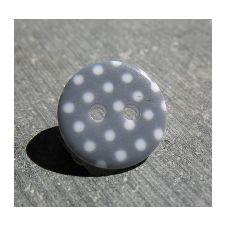Bouton pois13 gris blanc 15 mm b70