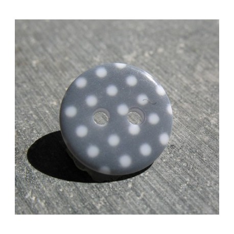 Bouton pois13 gris blanc 15mm