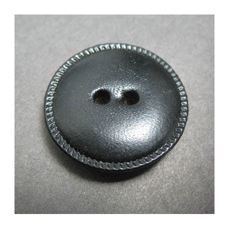 Bouton cuir noir 27mm