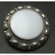 Bouton verre blanc argent 22 mm b16