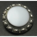 Bouton verre blanc argent 22mm 