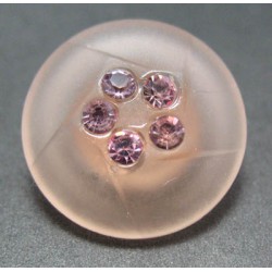 Bouton verre dépoli diamant rose 18mm 