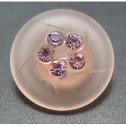 Bouton verre dépoli diamant rose 18mm