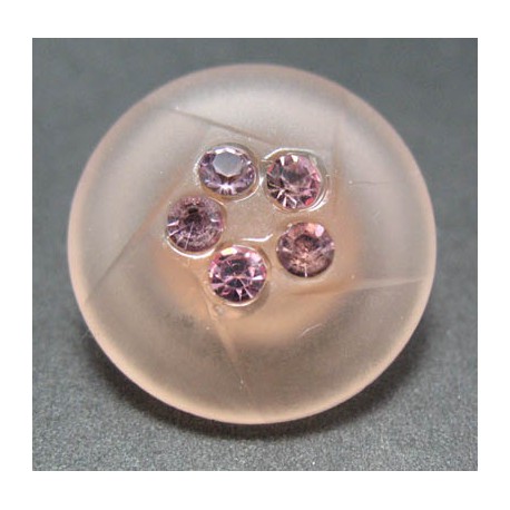 Bouton verre dépoli diamant rose 18 mm b16