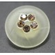 Bouton verre dépoli diamant écru 18 mm b16