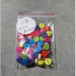 Lot 60 Boutons multicolores 6mm