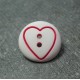 Bouton coeur fuschia base blanche 18 mm