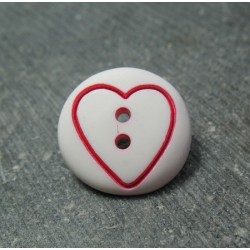 Bouton coeur fuschia base blanche 18mm