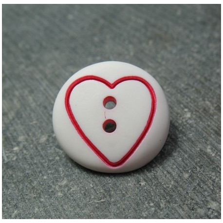 Bouton coeur fuschia base blanche 18 mm