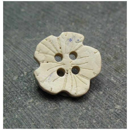Bouton coco fleur blanchie 18 mm