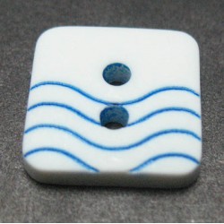 Bouton vague blanc bleu  12 mm b41