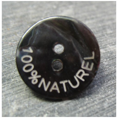 Bouton nacre noir 100 % naturel 18 mm